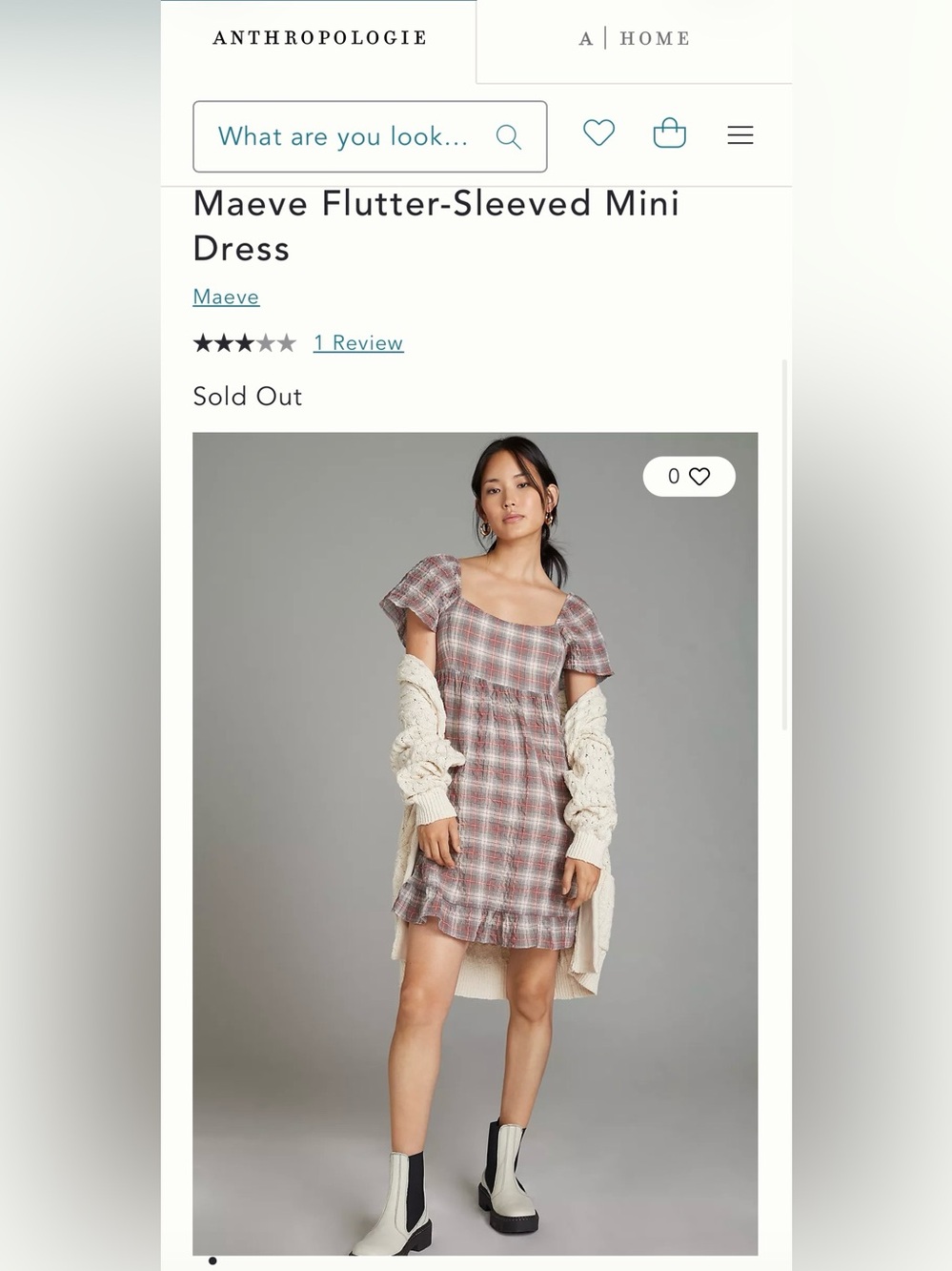 Anthropologie Maeve Flutter-Sleeved
Flowy Mini Dress